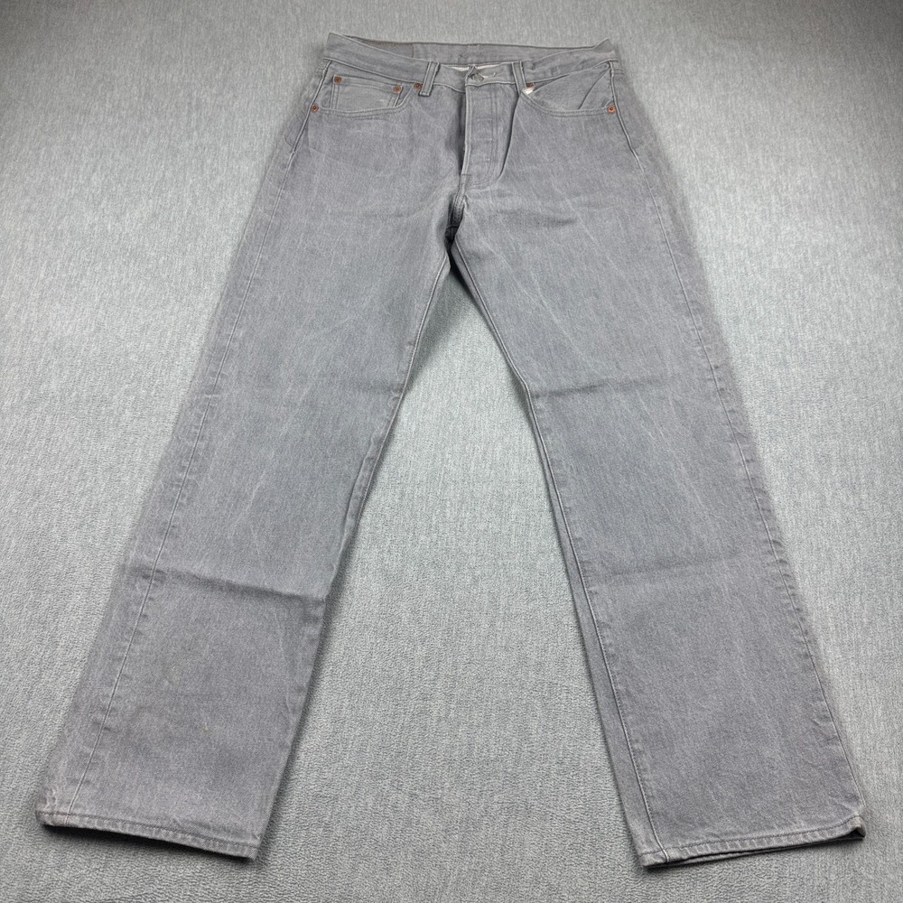 Levis 501 Jeans Men 34x34 Fits 32x30 Gray Button Fly Straight Denim Classic